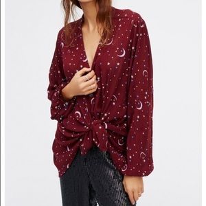 Free People Julia Oversized Star + Moon Blouse